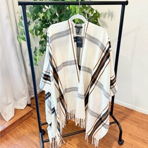 NWT Forever 21 Cream Striped Poncho